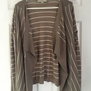 Tan and cream striped cardigan